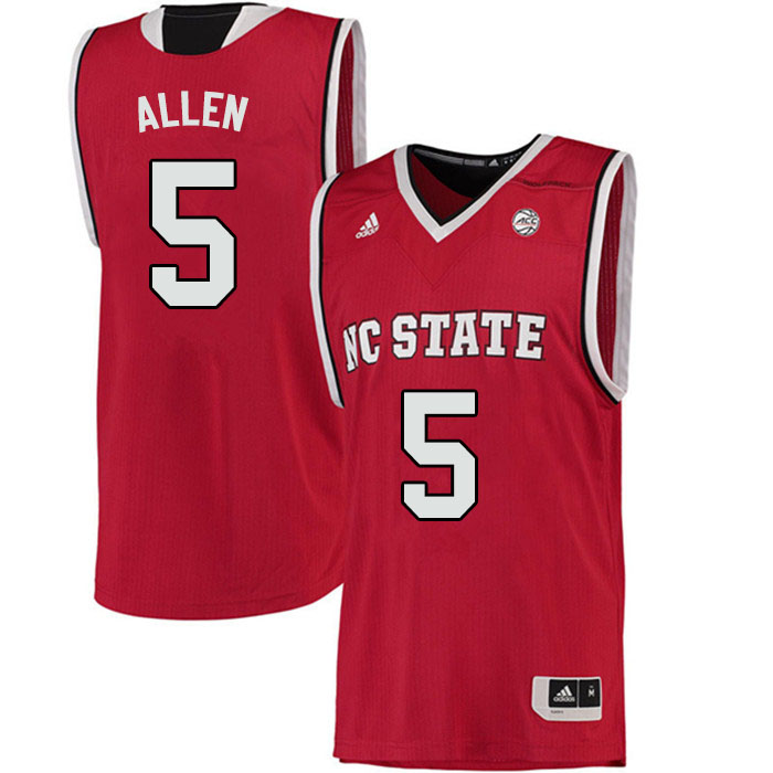 Men #5 Thomas Allen NC State Wolfpack College Basketball Jerseys Sale-Red